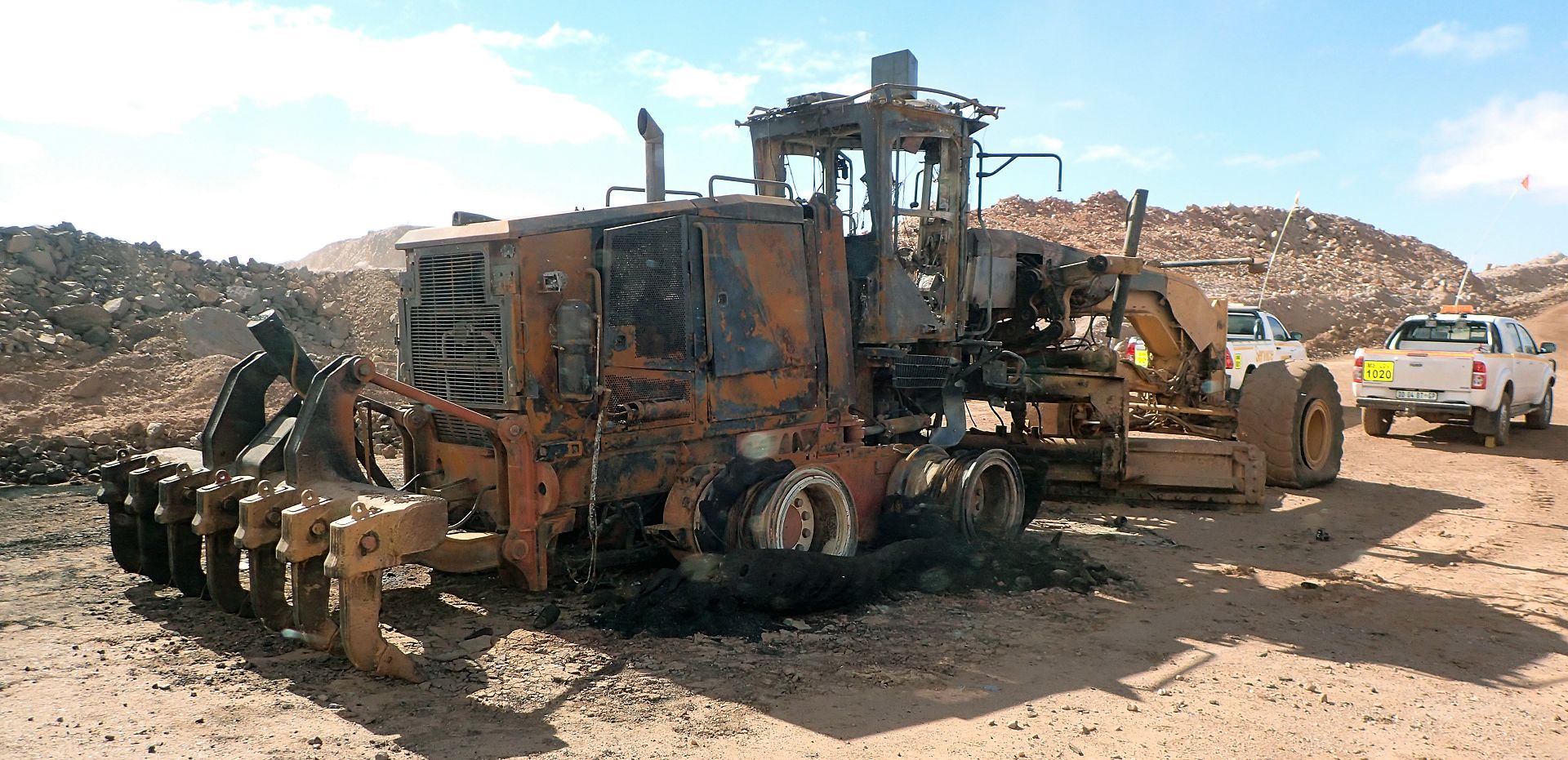 Burnt out Grader